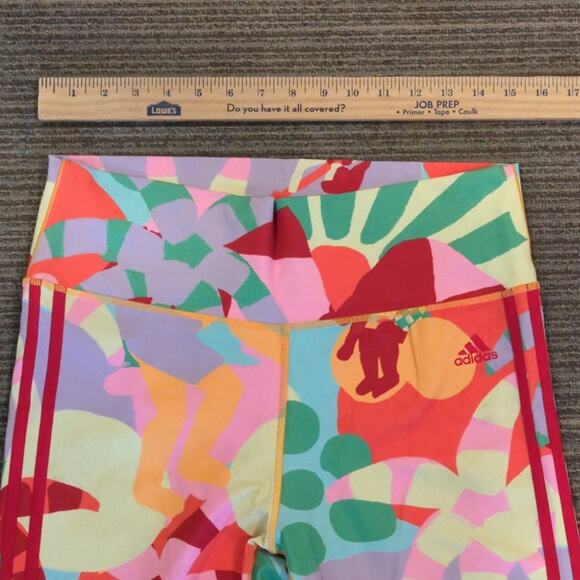 Adidas x Farm Rio 7/8 Athletic Leggings Size Large Red Multicolor - Picture 3 of 7